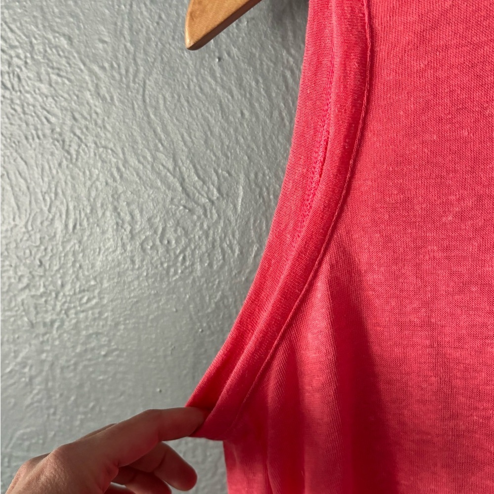 GAP Coral Linen Blend Tank Top Open Ruffle Back Sleeveless Size M - Picture 11 of 13